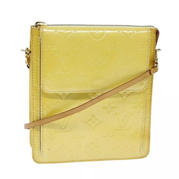 LOUIS VUITTON Monogram Vernis Motto Pouch Lime Yellow - Picture 1 of 16